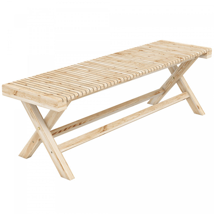 Outsunny Banc de Jardin 140 cm 2 Places, Banc Exterieur, Finition Bois Naturel
