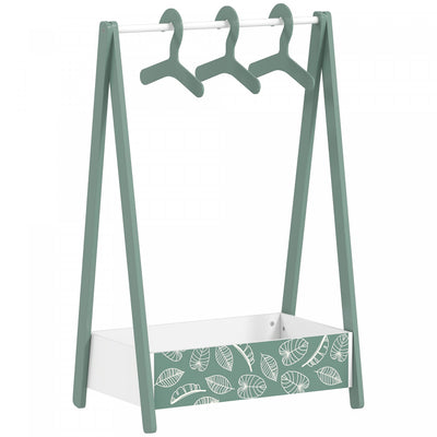 Qaba Kids Clothing Rack with Storage Shelf, Star Theme Kids Dress Up Rack with Hangers, Child Garment Hanger for Nursery Room, Living Room, Playroom, Green