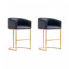 Tabouret de comptoir rembourre en metal noir style mid-century modern Louvre - Lot de 2