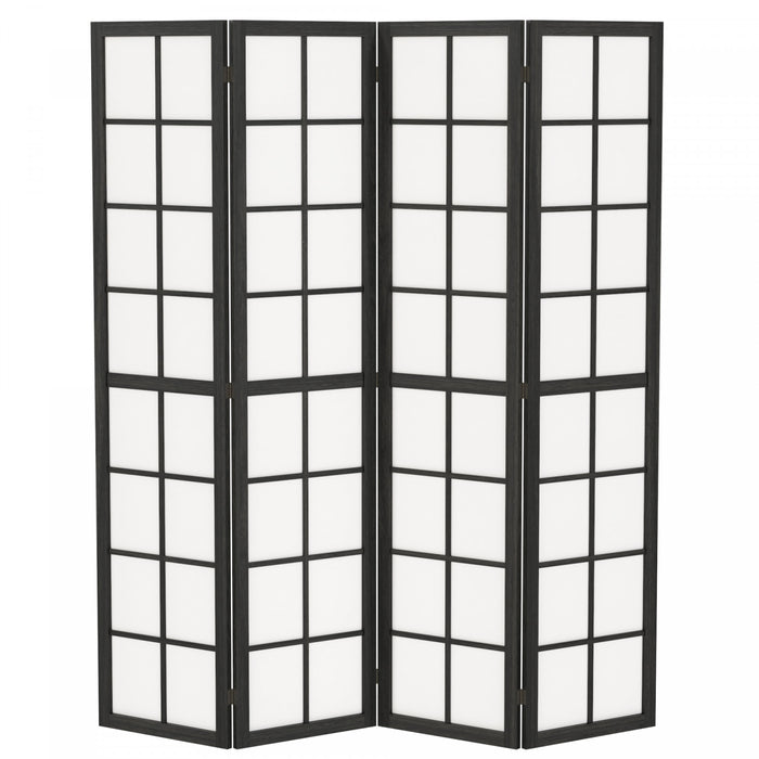 HOMCOM Paravent 4 Panneaux, Cloison Pliable de 5,6 pieds, Noir