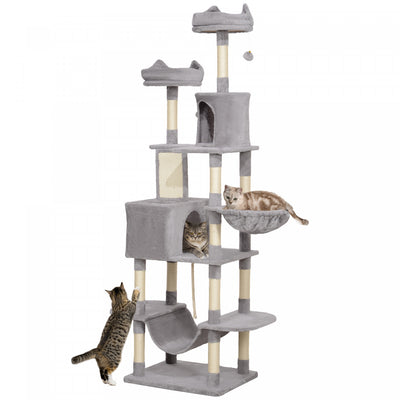 Pawhut Cat Tower, 81" Cat Tree For Large Cats Adult W/ Scratching Posts, Scratching Board, Cat Condo|Pawhut Tour A Chat, Arbre A Chat De 81" Pour Grands Chats Adultes Avec Griffoirs, Planche A Gratter,