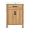 Meuble de salle de bain en bois moderne Nolan 24 pouces avec lavabo ceramique et rangement, brun