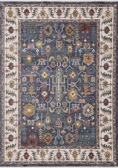 Olivia Blue Modern Tribal Inspired Border Rug, 7'10" x 10'2" Indoor Area Rug | Tapis Olivia bleu a inspire tribal avec bordure, 7'10" x 10'2"