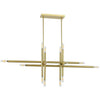 Luminaire suspendu horizontal Kanata de Dainolite avec fini laiton vieilli et 16 ampoules