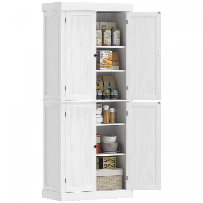 HOMCOM Garde-manger Cuisine 4 Portes Autoportant Etageres Blanc