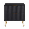 Table de nuit moderne Dumbo 20\" a cannelures en noir (2 tiroirs)