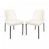 Chaise laterale contemporaine Loft en cuir vegetalien et metal ivoire - Lot de 2