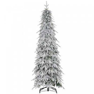 Homcom 6ft Flocked Pencil Christmas Tree With Auto Open, Steel Base|Homcom Arbre De Noel Artificiel Crayon De 6 Pi Avec Ouverture Automatique