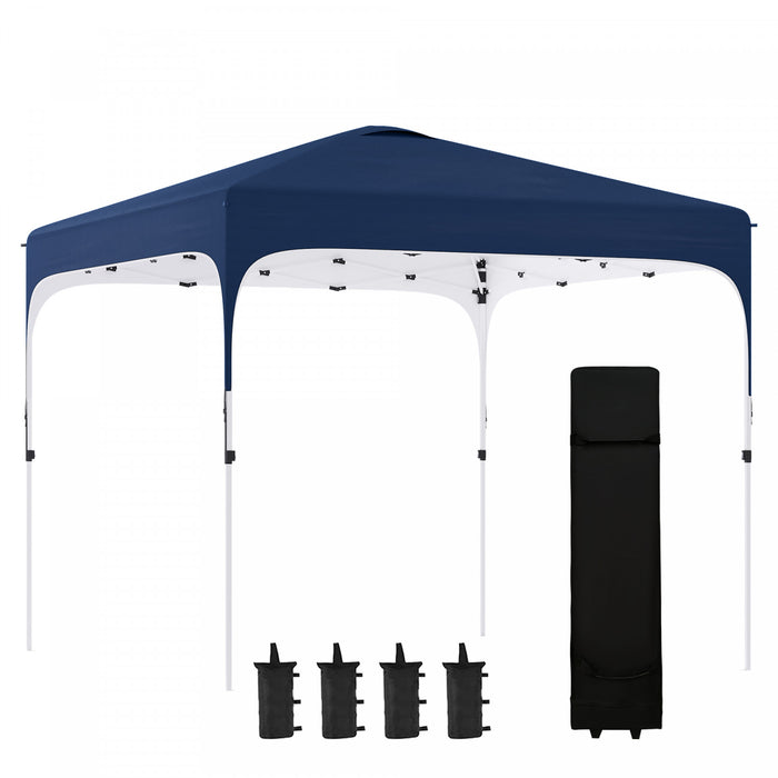 Outsunny 9.8' X 9.8' Pop Up Gazebo Tente Pliable Avec Sac De Transport Et Roues 4 Sacs De Poids Pour Les Jambes Et 3 Niveaux De Hauteur Ajustable Pour L'exterieur Le Jardin Le Patio Bleu Marine