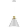 Luminaire suspendu Sonus de Dainolite avec fini blanc mat, touches laiton vieilli et 1 ampoule