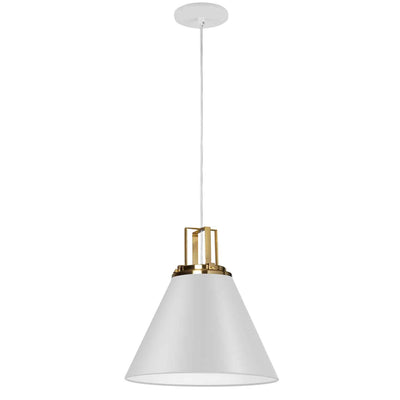 Dainolite Sonus 1 Light Pendant Matte White Aged Brass Accent Lamp|Luminaire suspendu Sonus de Dainolite avec fini blanc mat, touches laiton vieilli et 1 ampoule