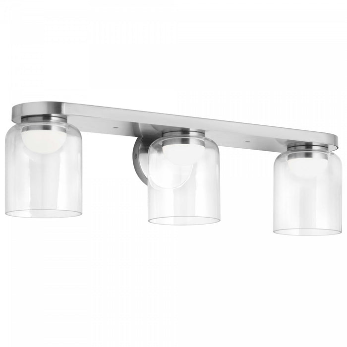 Lumière de coiffeuse Nadine de Dainolite en verre transparent, avec fini chromé poli et ampoule à DEL de 30 W
