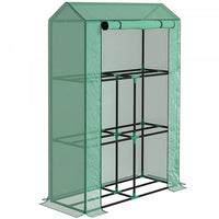Outsunny Mini Serre Avec Etageres A 3 Niveaux, Porte Enroulable, Vert