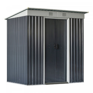 Outsunny Abri De Jardin Avec Portes Coulissantes Et Bouche D'aeration, Gris