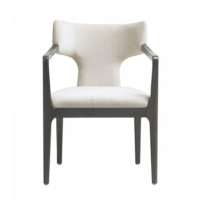 Eloria Mid-Century Modern Chenille Wood Armchair in Cream | Fauteuil Eloria style moderne du milieu du siecle en bois et chenille creme