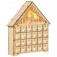 Homcom Calendrier De L'avent De Noel, Decoration De Table De Noel En Bois