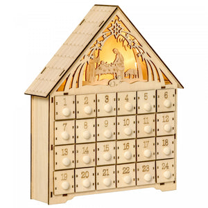 Homcom Calendrier De L'avent De Noel, Decoration De Table De Noel En Bois