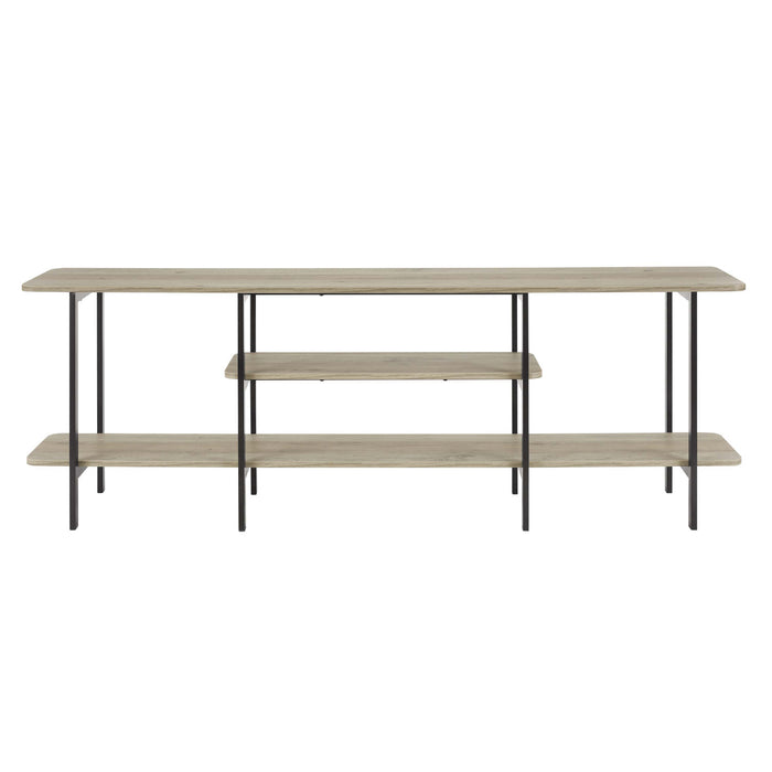 Table console contemporaine moderne Celine 180 cm en gris rustique (3 etageres)