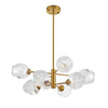 Lustre Abii de Dainolite en verre transparent, avec fini bronze rétro et 8 ampoules