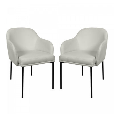 Loft Contemporary Vegan Leather Metal Armchair in Stone Gray - Set of 2 | Fauteuil contemporain Loft en cuir vegetalien avec accoudoirs en metal, gris pierre - Lot de 2