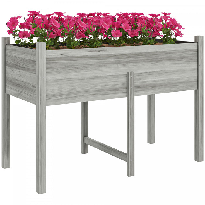 Outsunny Lit De Jardin Sureleve En Bois, Jardiniere Pour Fleurs De Legumes