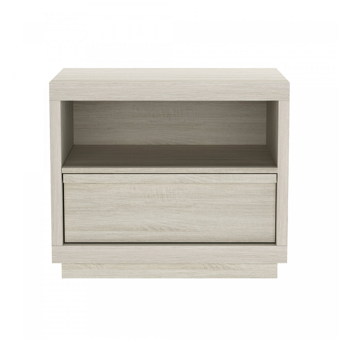 Table de nuit contemporaine Navis 26\" en chene blanchi (1 tiroir)