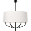 Luminaire suspendu Eleanor de Dainolite avec abat-jour blanc, fini noir mat et 6 ampoules