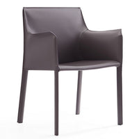 Chaise de salle à manger Paris de Manhattan Comfort en cuir à équipement - grise