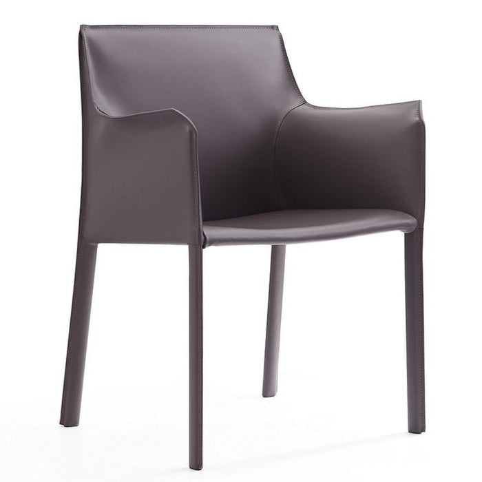 Chaise de salle à manger Paris de Manhattan Comfort en cuir à équipement - grise