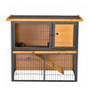 Pawhut Clapier Bois-metal Pour Lapin Sureleve Cage De Lapin Cage Pour Petits Animaux Avec Plateau Coulissant Asphalte Toit Ouvrable Porte Verrouillable Resistant A L'eau
