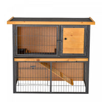 Pawhut Clapier Bois-metal Pour Lapin Sureleve Cage De Lapin Cage Pour Petits Animaux Avec Plateau Co