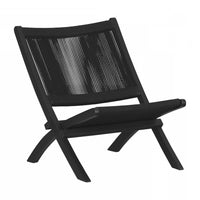 Fauteuil de détente Agave en bois et en corde - noir