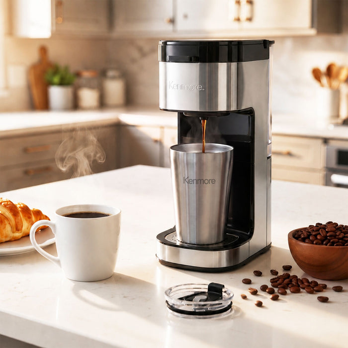 Cafetière Kenmore à portion individuelle avec tasse de voyage - noire - KKCMKCM-B