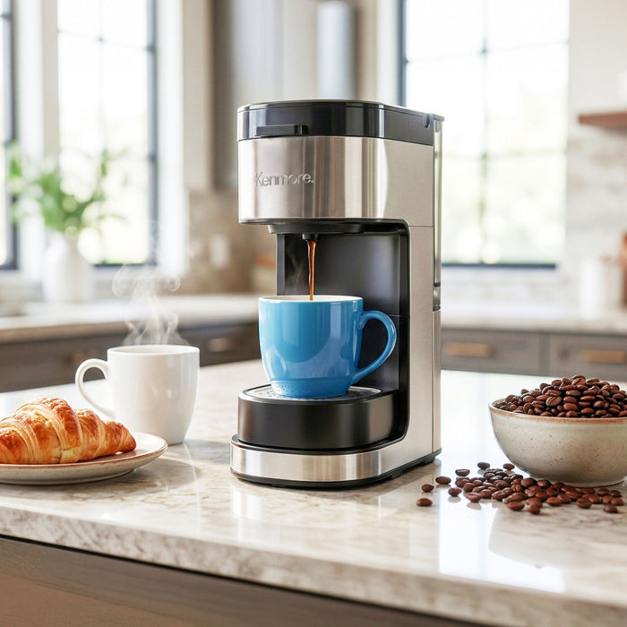 Cafetière Kenmore à portion individuelle avec tasse de voyage - noire - KKCMKCM-B
