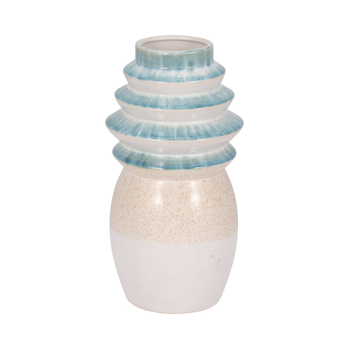 Vase de 12 po avec dessus cannelé et fini réactif - multicolore