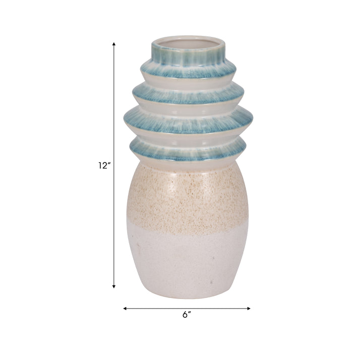 Vase de 12 po avec dessus cannelé et fini réactif - multicolore