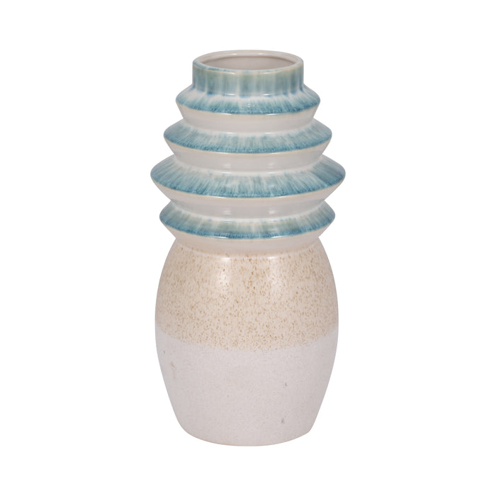 Vase de 12 po avec dessus cannelé et fini réactif - multicolore