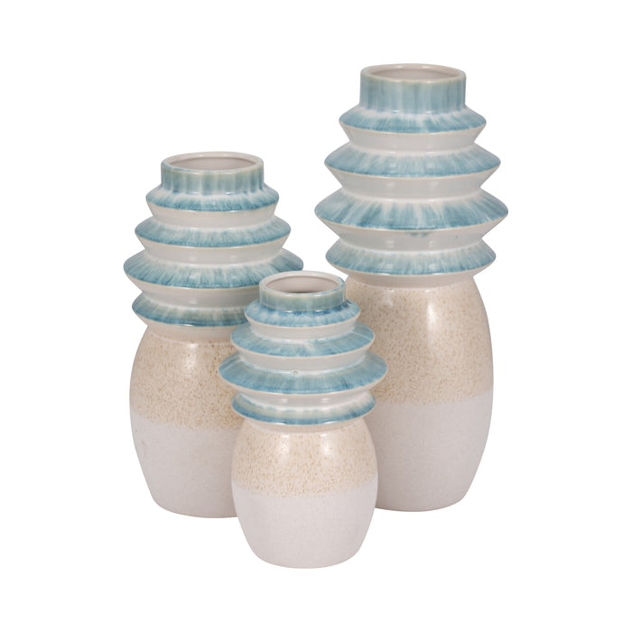 Vase de 12 po avec dessus cannelé et fini réactif - multicolore