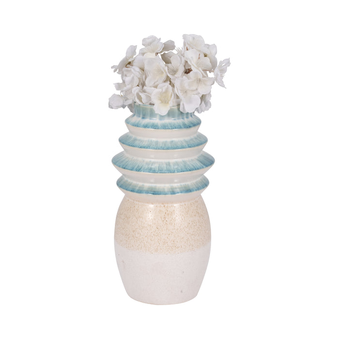Vase de 12 po avec dessus cannelé et fini réactif - multicolore