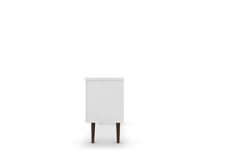 Meuble pour téléviseur Liberty de Manhattan Comfort de 53,14 po de style moderne du milieu du 20e siècle avec 5 tablettes et 1 porte - blanc et jaune