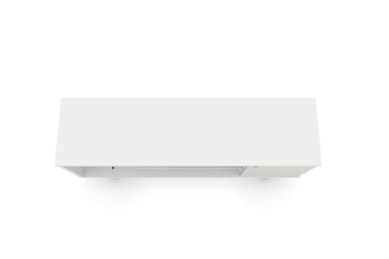 Meuble pour téléviseur Liberty de Manhattan Comfort de 53,14 po de style moderne du milieu du 20e siècle avec 5 tablettes et 1 porte - blanc et jaune