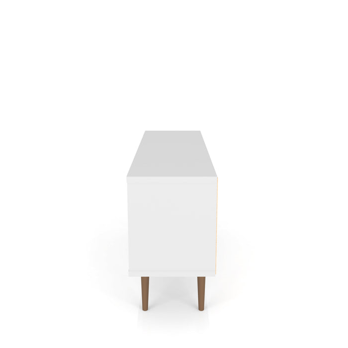 Meuble pour téléviseur Liberty de Manhattan Comfort de 53,14 po de style moderne du milieu du 20e siècle avec 5 tablettes et 1 porte - blanc