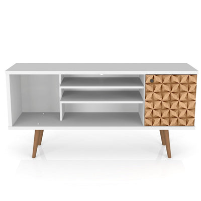 Manhattan Comfort Liberty 53.14" Mid-Century Modern TV Stand - White|Meuble pour téléviseur Liberty de Manhattan Comfort de 53,14 po de style moderne du milieu du 20e siècle