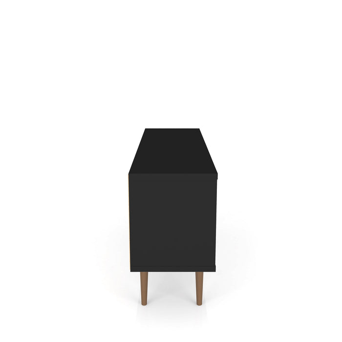 Meuble pour téléviseur Liberty de Manhattan Comfort de 53,14 po de style moderne du milieu du 20e siècle avec 5 tablettes et 1 porte - noir