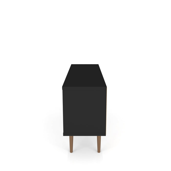 Meuble pour téléviseur Liberty de Manhattan Comfort de 53,14 po de style moderne du milieu du 20e siècle avec 5 tablettes et 1 porte - noir
