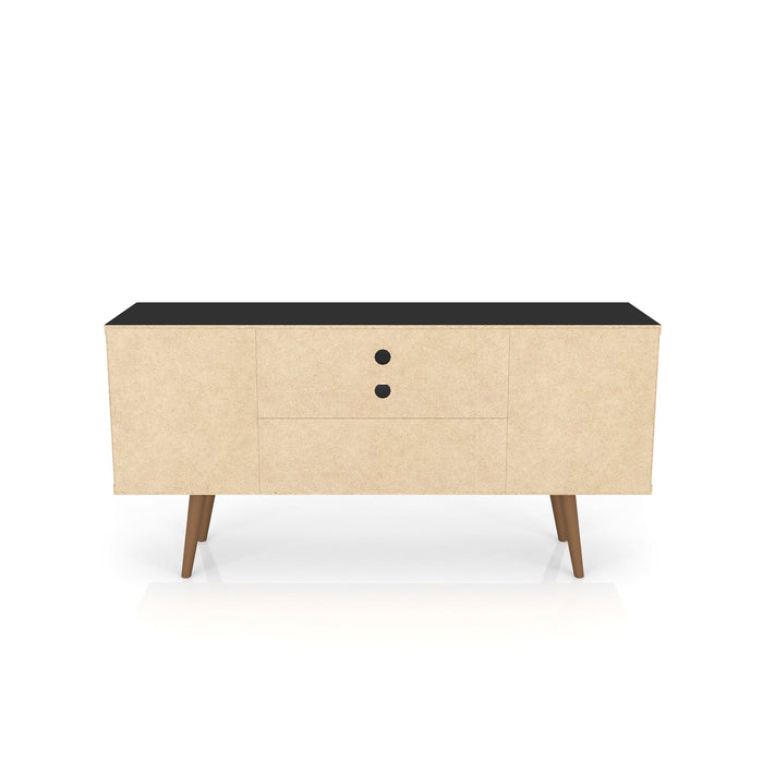 Meuble pour téléviseur Liberty de Manhattan Comfort de 53,14 po de style moderne du milieu du 20e siècle avec 5 tablettes et 1 porte - noir