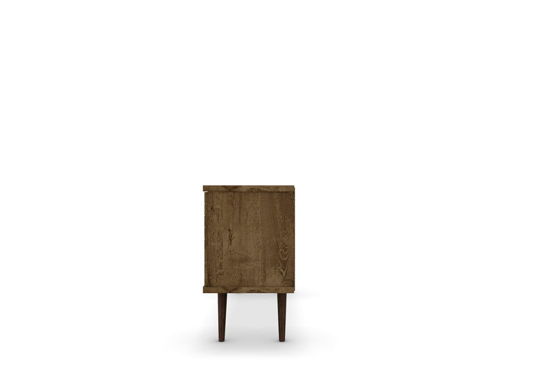 Meuble pour téléviseur Liberty de Manhattan Comfort de 53,14 po de style moderne du milieu du 20e siècle avec 5 tablettes et 1 porte - brun rustique et jaune