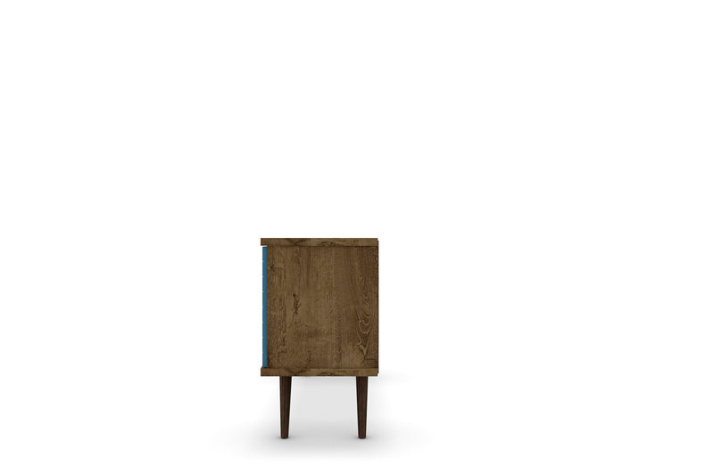 Meuble pour téléviseur Liberty de Manhattan Comfort de 53,14 po de style moderne du milieu du 20e siècle avec 5 tablettes et 1 porte - brun rustique