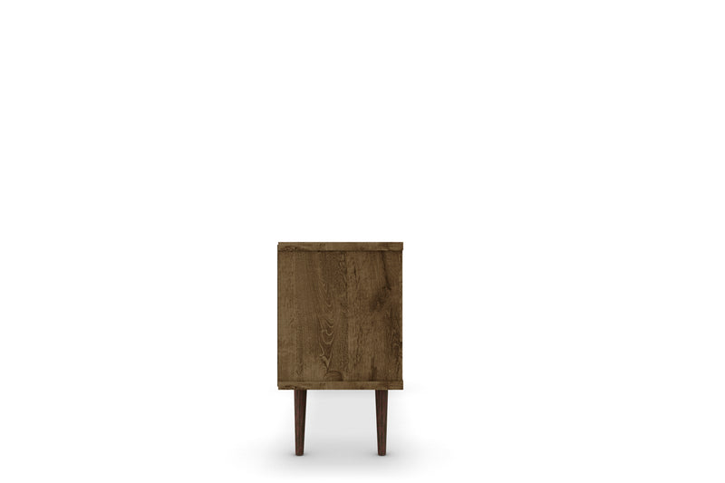 Meuble pour téléviseur Liberty de Manhattan Comfort de 53,14 po de style moderne du milieu du 20e siècle avec 5 tablettes et 1 porte - brun rustique