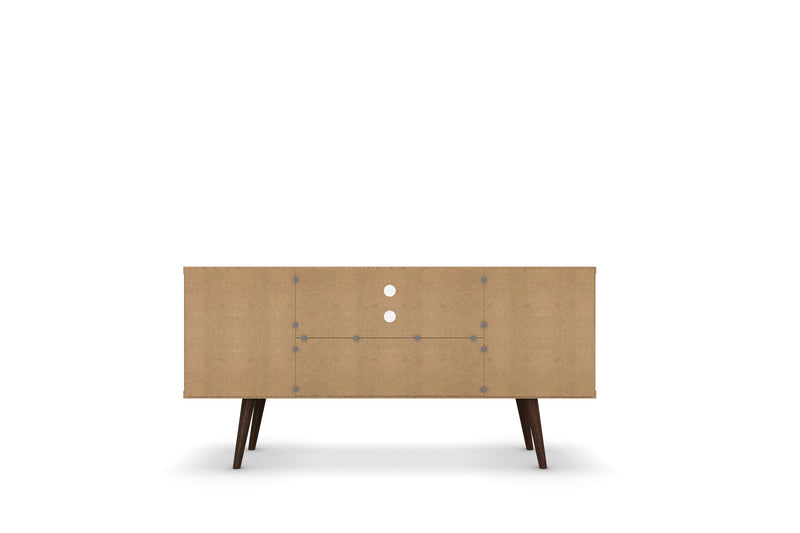 Meuble pour téléviseur Liberty de Manhattan Comfort de 53,14 po de style moderne du milieu du 20e siècle avec 5 tablettes et 1 porte - brun rustique